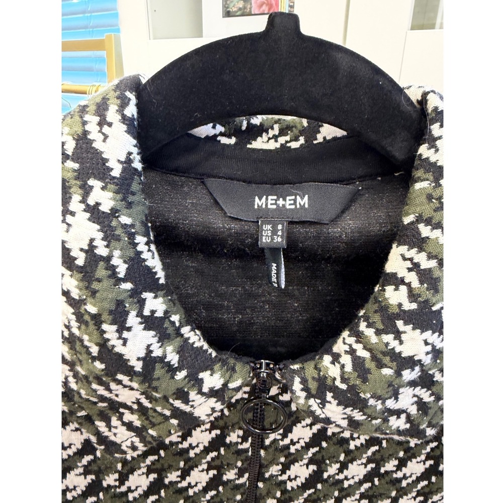 ME+EM Houndstooth Wide Box Top Women Sz 4 EUC Designer Crop Zip Pullover - Picture 5 of 16